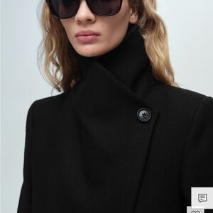 Mango Black Wool Blend Coat